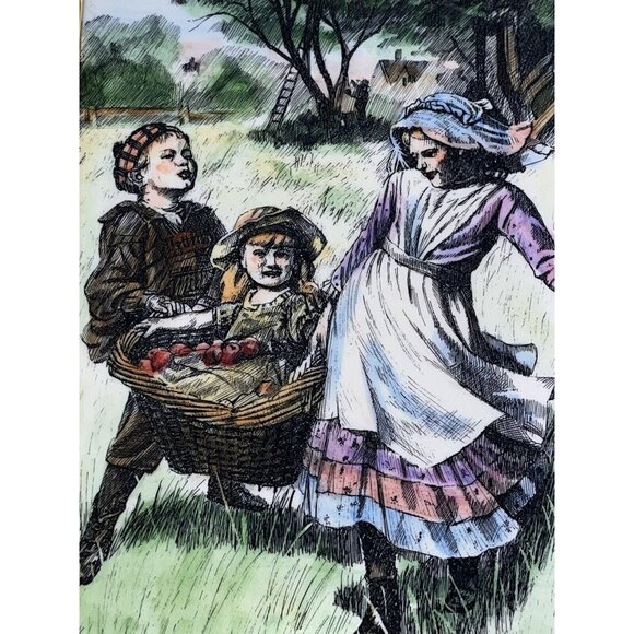 Ornate Framed Hand Painted MARVETTI Engraving Guild Signed Apple Picking Vtg - Picture 2 of 9